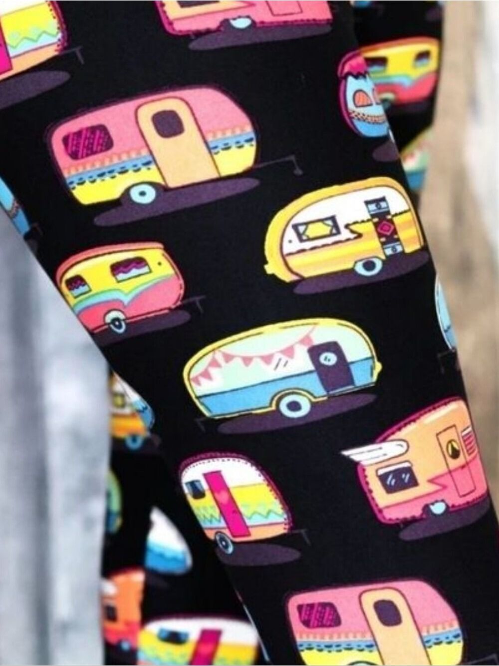 LEGGINGS DEPOT Multi Colored Trailer Camping Print Full Length Size 2-10 NWT